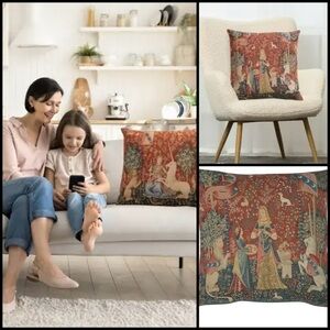 The Smell The Lady at The Unicorn 1 Large French MCM Tapestry Pillow Sham 16x16